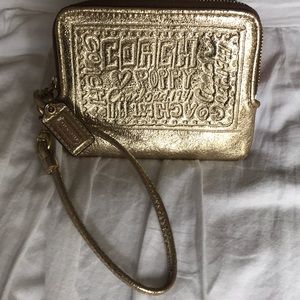 Coach Poppy Gold wristlet